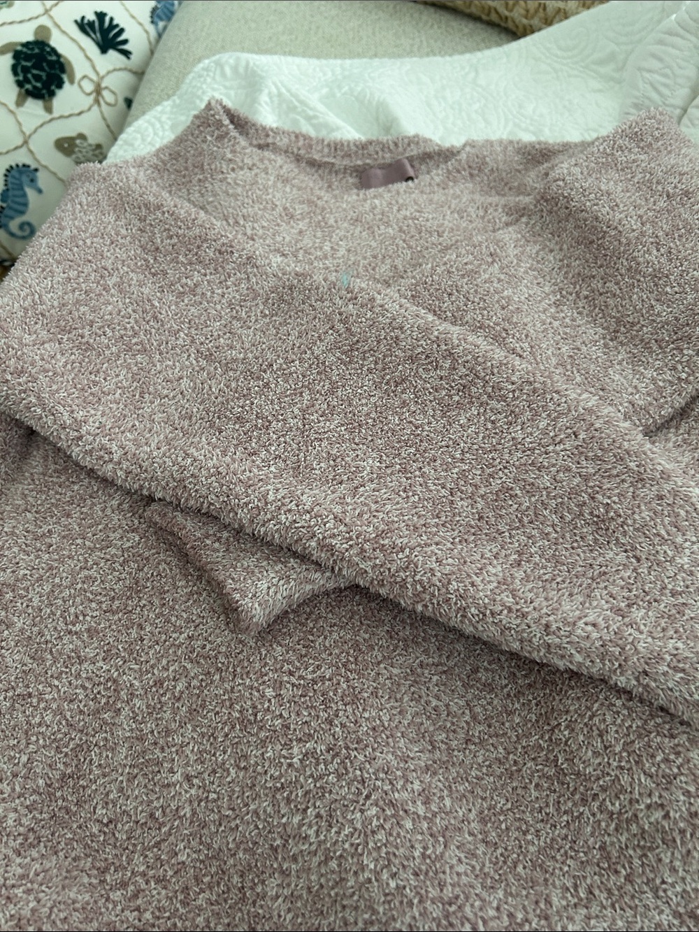 Barefoot Dreams Cost chic Cozy Plush Pullover Sweater in Dusty Mauve Look new